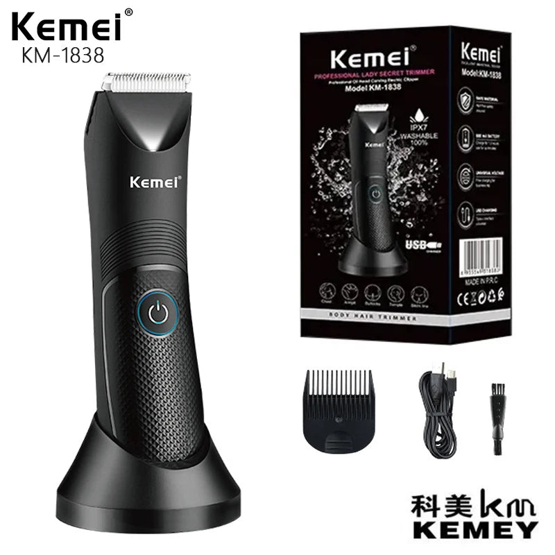 ماكينة حلاقه الاماكن الحساسه للرجال كيمي Kemei Electric Body Hair Trimmer For Men KM-1838