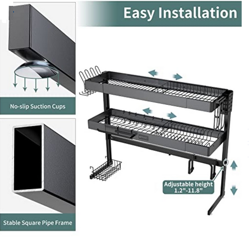Dish Rack 3 Tier Dish Drying Stand  حامل تجفيف الأطباق ذو 3 طبقات